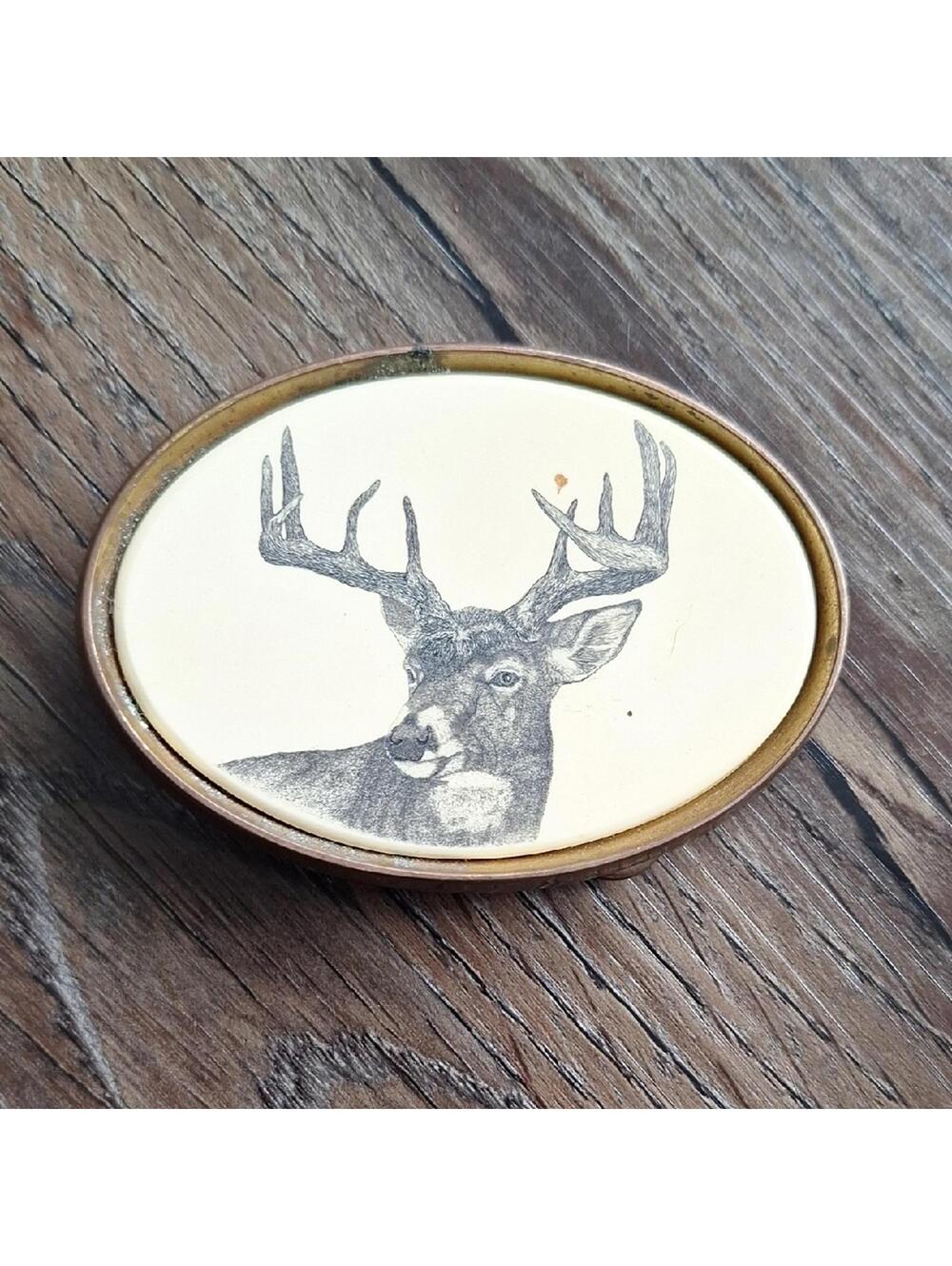 Vintage Barlow Solid Brass Buck Detail Belt Buckle